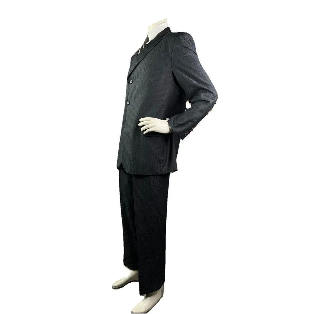 Caravelli Striped Super 150s Gray Mens 2pc Suit Jacket Pants 42R 36x30